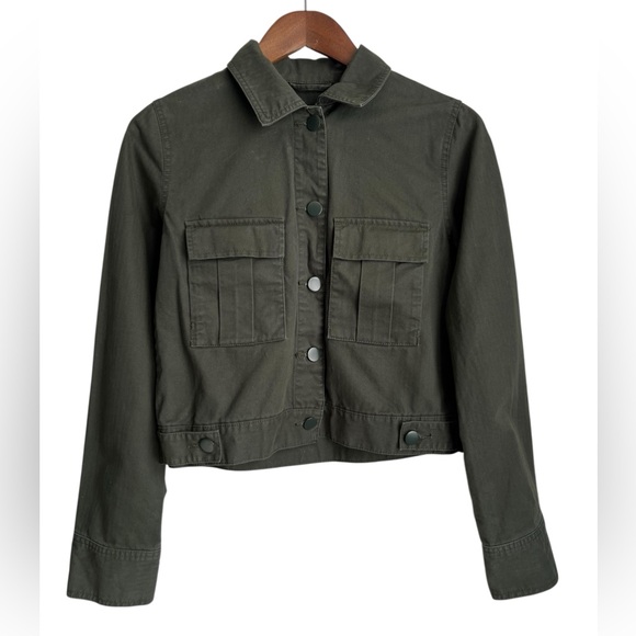 a new day Jackets & Blazers - A New Day Green Cropped Button Down Cotton Jacket - SZ: Small